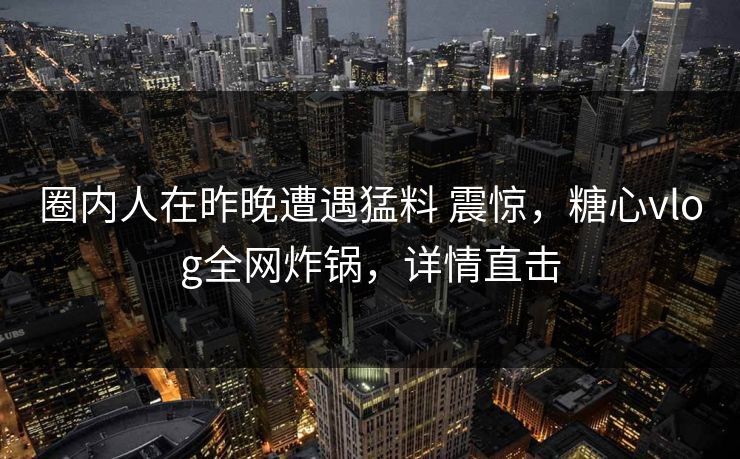 圈内人在昨晚遭遇猛料 震惊，糖心vlog全网炸锅，详情直击  第1张