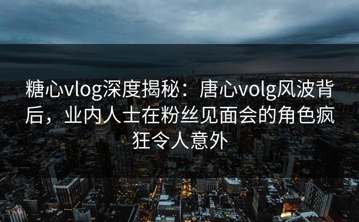 糖心vlog深度揭秘：唐心volg风波背后，业内人士在粉丝见面会的角色疯狂令人意外  第1张